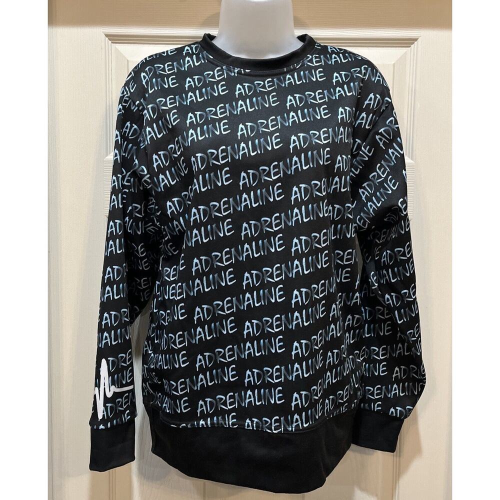 Adrenaline West Coast Stars Long Sleeve Printed Graphic Tee Shirt Black Small